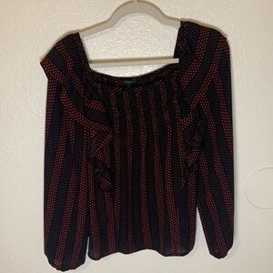 ANN TAYLOR RED POLKA DOT BLOUSE
